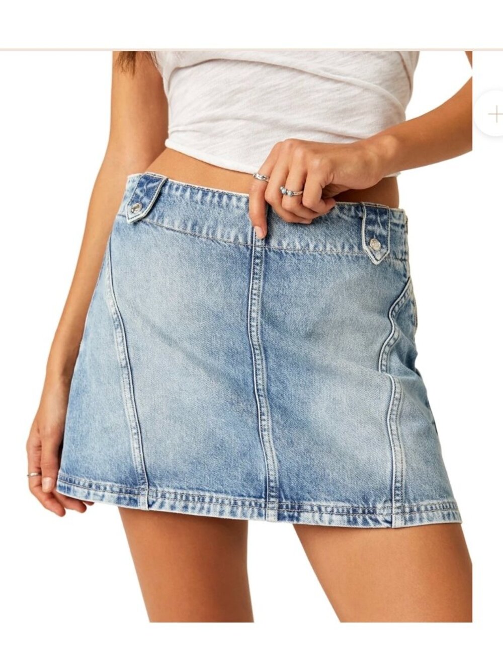 Free People Size 27 We the Free Runaway Denim Jean Skirt Aline Mini Mid Rise